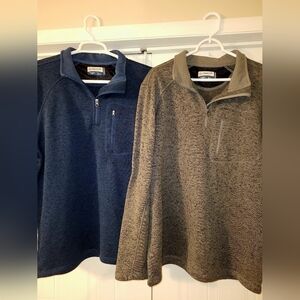 Set Of 2 Magellan Quarter Zip,Wicking,Pullovers,Blue And Gray Size L